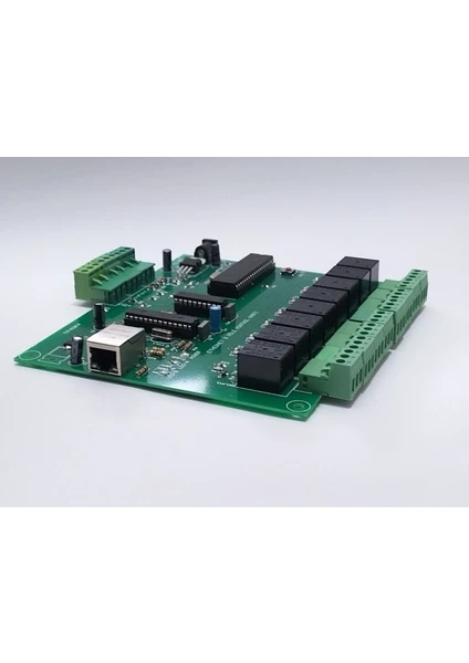 Network 8 Röle Kontrol 5 input Modülü - üst görünüm, PCB ve bileşenler