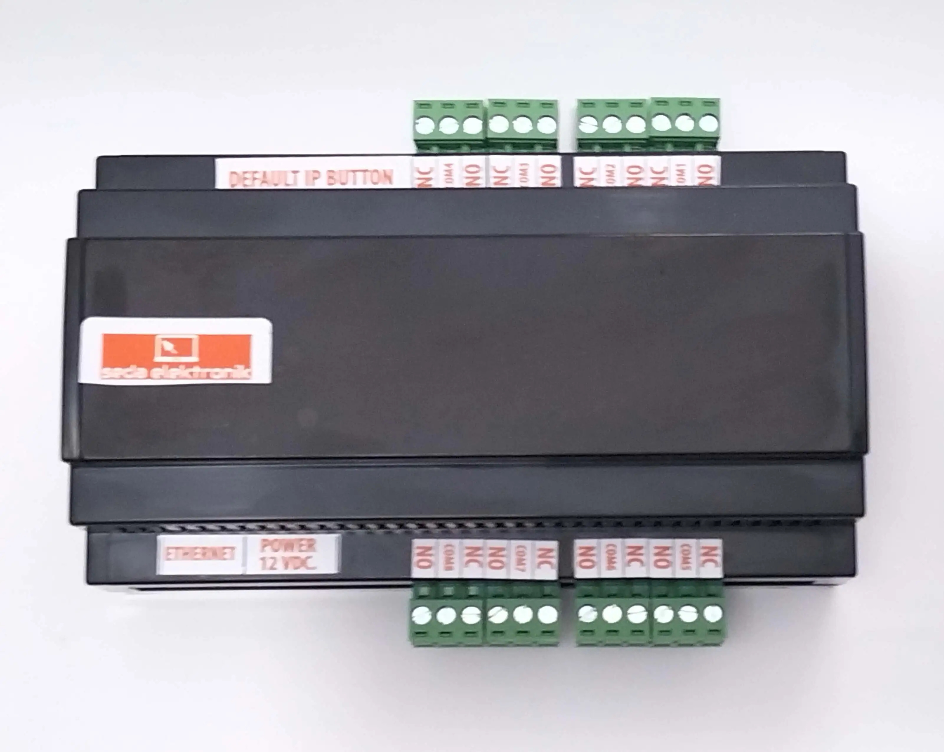 Network 8 Röle Kontrol Modülü - ön görünüm, RJ45 ve röle klemensleri görünür